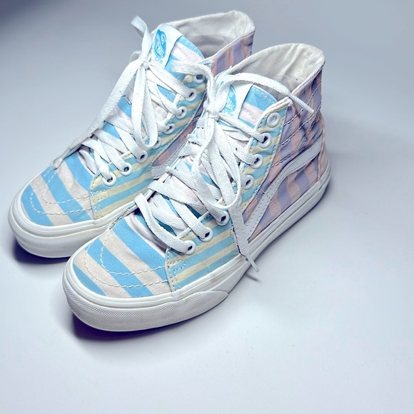 Vans Sk8, Hi Top Skate Shoe, Youth 4 Colorblock Pastel Stripes - Picture 1 of 6